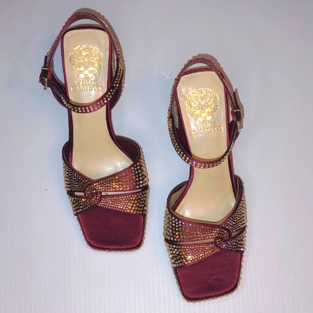 🐾VINCE CAMUTO VP-Pava Platform Heels in Burgundy Bordo Satin - Picture 14 of 17